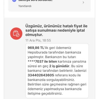 Hepsiburada Talebim Dışında İptal İşlemi