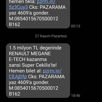 Pazarama'dan SMS Almak İstemiyorum