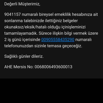 Anadolu Hayat Emeklilik Hesap Kapatma Sorunu