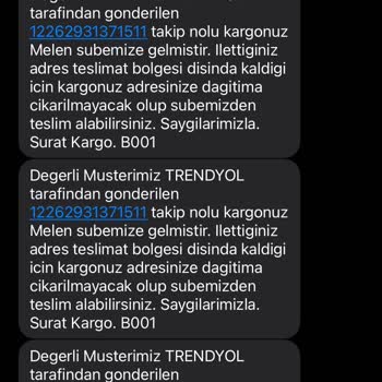Sürat Kargo Kargomun Gelmemesi Teslimat Alanı Dışında Kaldınız Mesajı
