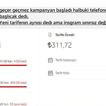 Vodafone Yeni Tarife Değişikliğinde Yanıltıcı Bilgi İle Kandırılmam