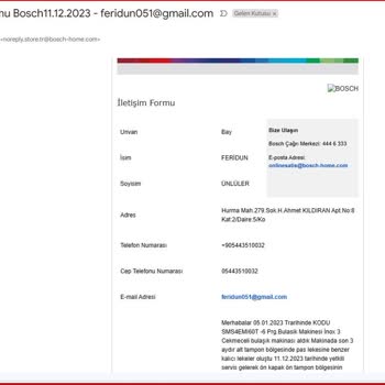 Bosch Garanti Kapsamında Parça Değişimi Yapmıyor
