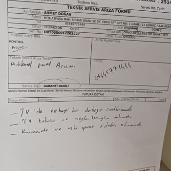 Onvo Teslim Edilmeyen Televizyon