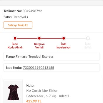 Trendyol Ürün İadesi İptali