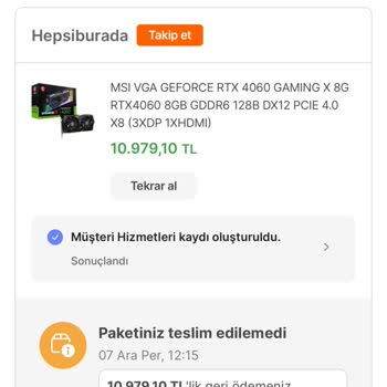 Hepsiburada Mağazası Sebepsiz Yere Ürün İptali Yaptı.