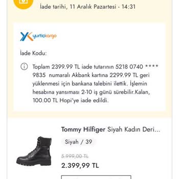 Boyner Habersiz Sipariş İptali