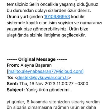 Oyku Wear İade Tutarım Yatırılmıyor