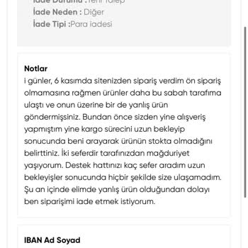 Oyku Wear İade Tutarım Yatırılmıyor