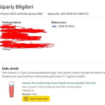 Amazon Ücret İadesi Yapılmadı