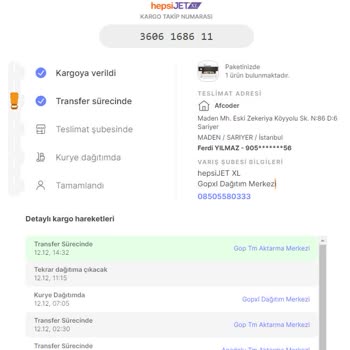 hepsiJET Hepsiburada Ürün Teslim Faciası