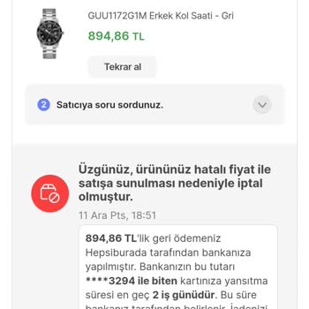 Hepsiburada Siparişimi Fiyatı Yanlış Girilmesi Sebebi İle İptal Etti.