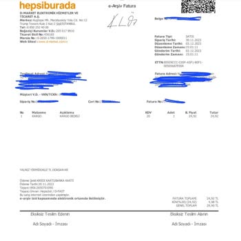 Hepsiburada Elektronik Cihaz Fatura Göndermiyor