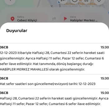 İBB - İstanbul Büyükşehir Belediyesi 36cb Otobüs İptali