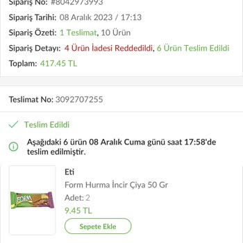 Mopaş Marketi Eksik Ürün