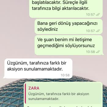 Zara Müşteri Hizmetleri Mağduriyeti