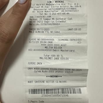 LC Waikiki Ücret İadem 15 Gündür Yatmadı