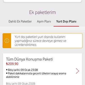 Vodafone Yurt Dışı Ek Paketini İptal Etmiyor