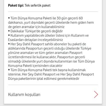 Vodafone Yurt Dışı Ek Paketini İptal Etmiyor