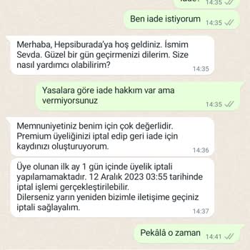 Hepsiburada Premium İade Vermiyorlar