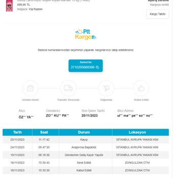 VipToptan Kargo Durumu (Kayıp)