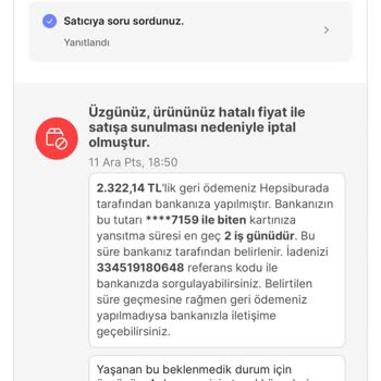 Hepsiburada Da Yapılan Fiyat Yanlışlığından Siparişimi İptal Etti