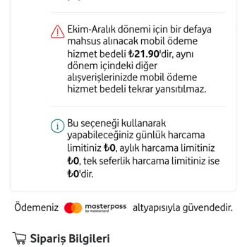 Vodafone Faturama Yansıt Limit Sıfır