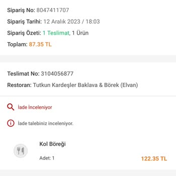 Trendyol Yemek Siparişi İptal / Ücret İadesi Yok!