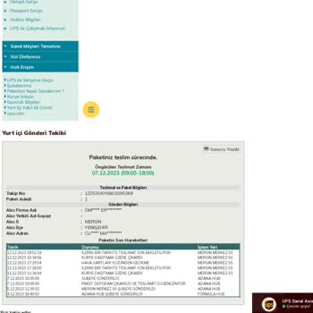 UPS Mersin Dağıtıma Çıkarılmayıp 1 Hafta Bekletilen Kargo