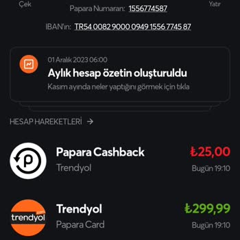 Papara Cash Back Paramı Aldı
