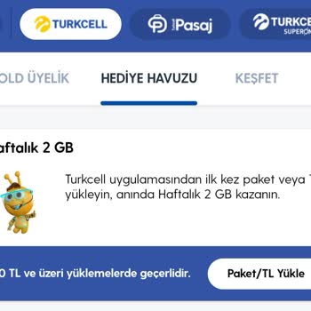 Turkcell Hediye Havuzundaki Hediyenin Yüklenmemesi