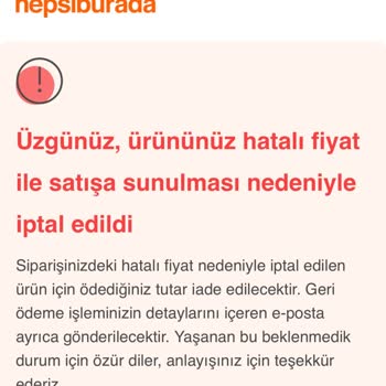 Saat & Saat Ürünüm İptal Edildi