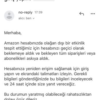 Amazon Hesabım Geçici Olarak Beklemeye Alındı