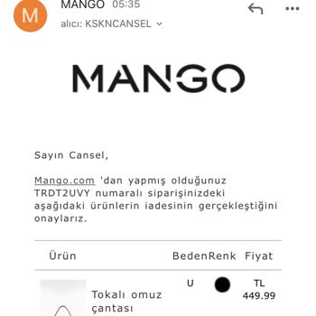 Mango Satın Aldığım Ürünü Stokta Olduğu Halde Göndermedi