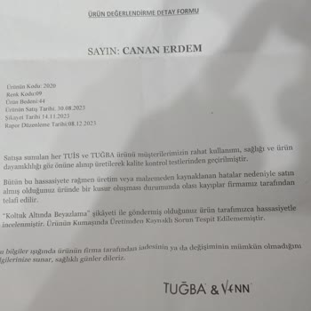 Tuğba Giyim Giyim Mağazasından Alınan Trençkotun Koltuk Altı Beyazlama Sorunu