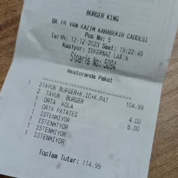 Burger King Yanlış Ve Eksik Ürün