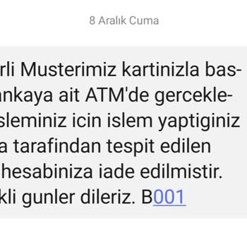 Ziraat Bankası ATM'de Yutulan Para