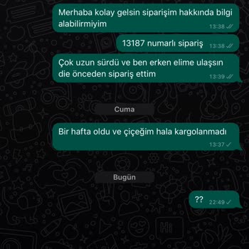 Sevgilimehediyem.com Ürünüm Uzun Zamandır Gelmedi