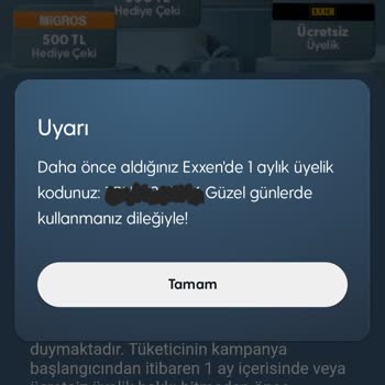 Turkcell 1 Aylık Ücretsiz Exxen Spor Üyelik Kodunu Kullanamıyorum