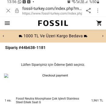 Fossil-turkiye.com.tr Ürün Göndermediler Ve Fazla Para Çekmişler