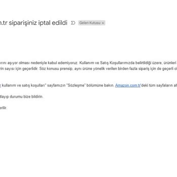 Amazon Kafasına Göre Siparişimi İptal Ediyor.