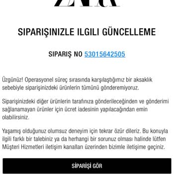 Zara İnternet Mağazası Siparişleri İptal Etme Manipülasyonu.