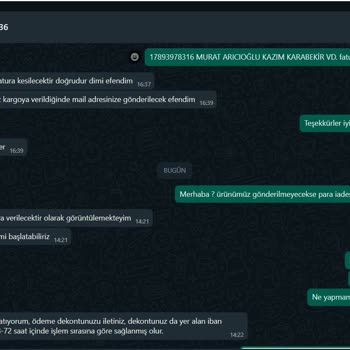Arya Gross Sipariş Gönderilmedi. Paramı Geri Alamadım.