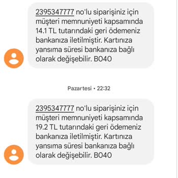 Trendyol Yemek Köfteci Yusuf Eksik Sipariş, Ücret İadesi Yatmamış