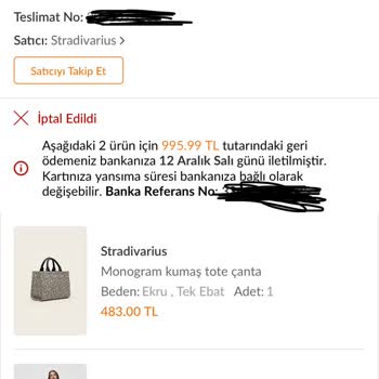 Stradivarius'tan Aldığım Ürünün İadesi