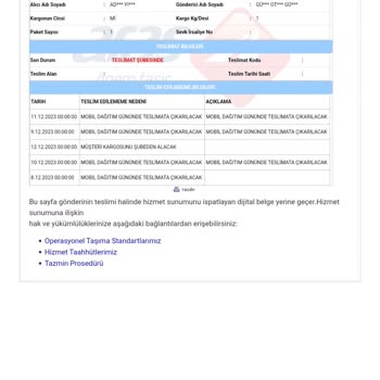 Aras Kargo Kargom Teslim Etmeden Tekrar Geri Götürmüşler