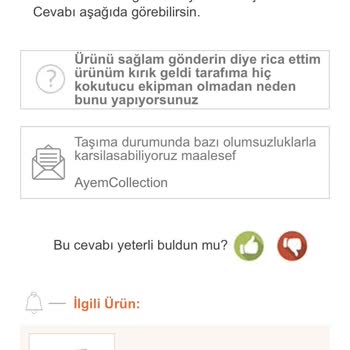 Ayem İlgisiz Satıcı Kırık Ürün