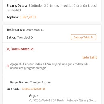 Trendyol Ürün İadeyi Kendi Çıkarları Doğrultusunda Reddetti