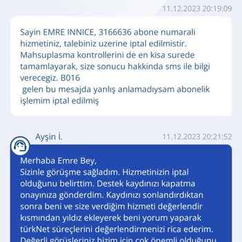 TurkNet Hat Değişimi Yapmak İstedim Aboneliğimin İptal Oldu