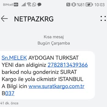 Sürat Kargo Netpazkrg Dan Almadığım Ürün