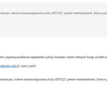 MNG Kargo Esenyurt/Köyiçi Şubesi Görevini Yapmıyor.